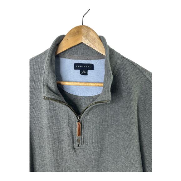 Lands End Gray 1/4 Zip Pullover Sweater Men's Size XL - Picture 3 of 5